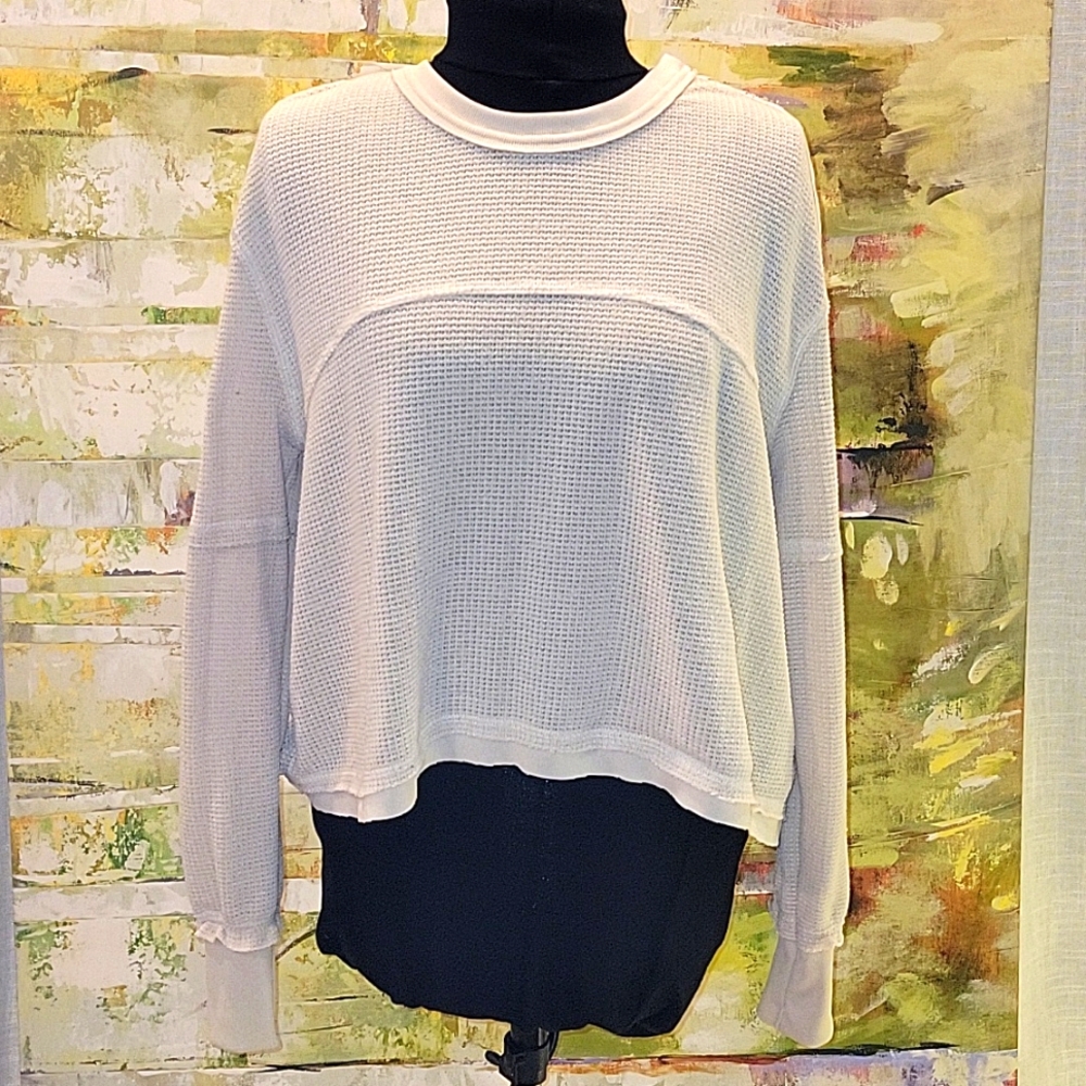 Free People Cream Long Sleeve Top